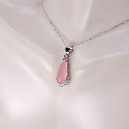 Vintage Pink Rose Quartz Boho Gold Filled Necklace