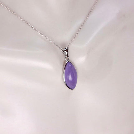 Lavender Jade Necklace: Vintage White Gold Filled Pendant 925 Sterling Silver