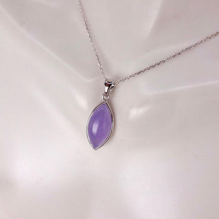 Lavender Jade Necklace: Vintage White Gold Filled Pendant 925 Sterling Silver