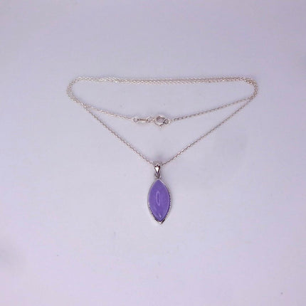Lavender Jade Necklace: Vintage White Gold Filled Pendant 925 Sterling Silver