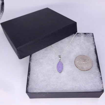 Lavender Jade Necklace: Vintage White Gold Filled Pendant 925 Sterling Silver