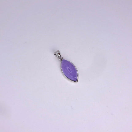 Lavender Jade Necklace: Vintage White Gold Filled Pendant 925 Sterling Silver