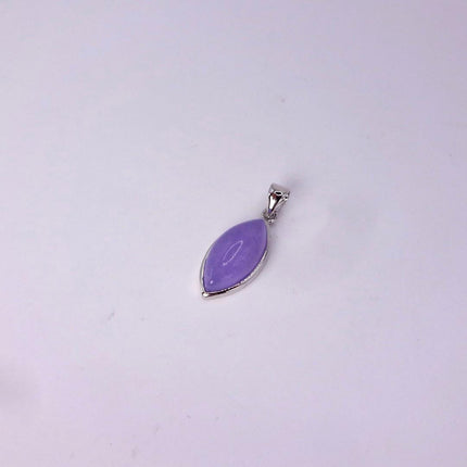 Lavender Jade Necklace: Vintage White Gold Filled Pendant 925 Sterling Silver