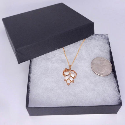 White Fire Opal Necklace - Vintage Style, Gold Filled Minimalist Charm