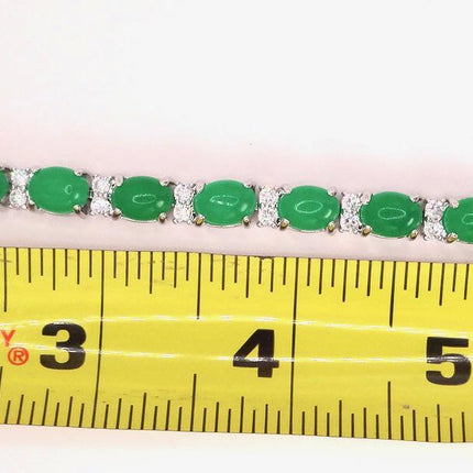 Vintage Aventurine Bracelet: Green Gemstone & Crystal, Silver Bronze