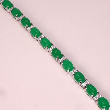 Vintage Aventurine Bracelet: Green Gemstone & Crystal, Silver Bronze