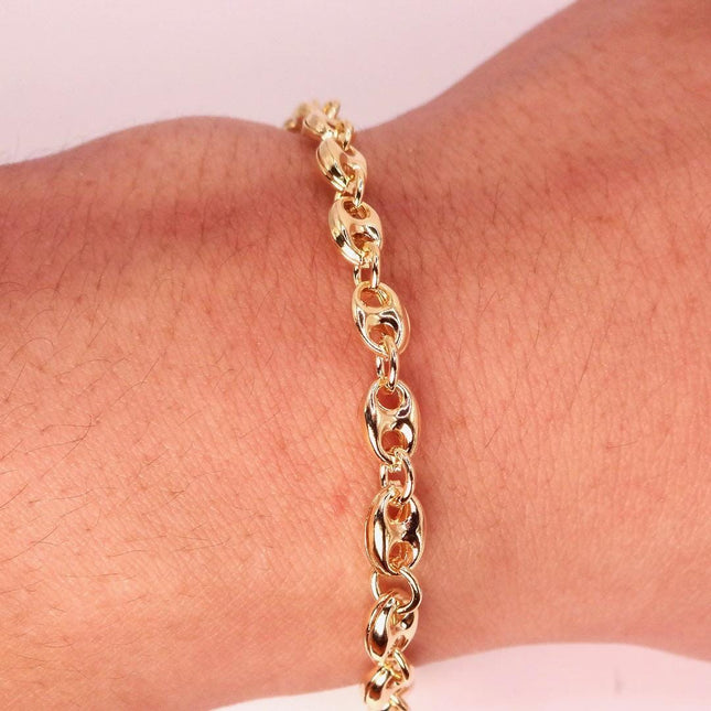 Gold Filled Mariner Anchor Chain Bracelet | Stacking Chain | Chunky Layered