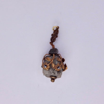 Elegant Vintage Pyrite Crystal Bronze Necklace Gold Pyrite