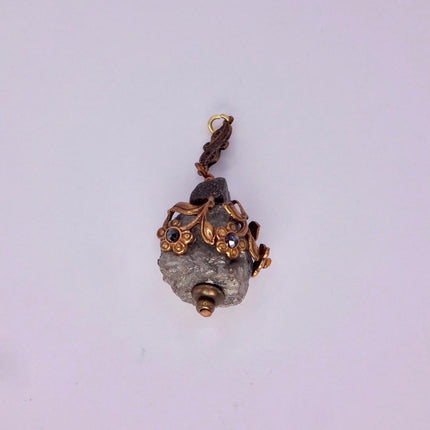 Elegant Vintage Pyrite Crystal Bronze Necklace Gold Pyrite