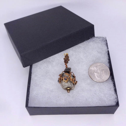 Elegant Vintage Pyrite Crystal Bronze Necklace Gold Pyrite
