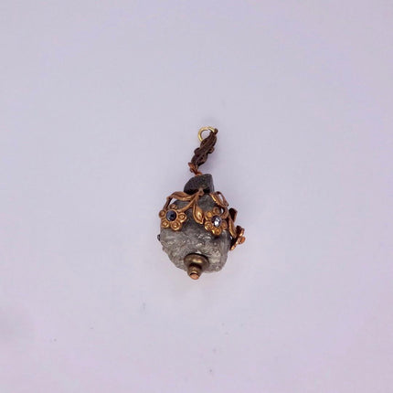Elegant Vintage Pyrite Crystal Bronze Necklace Gold Pyrite