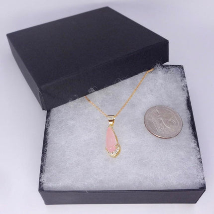 Vintage Pink Rose Quartz Boho Gold Filled Necklace