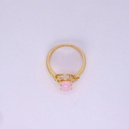 Vintage Gold Bronze Pink Rose Quartz Ring: Boho