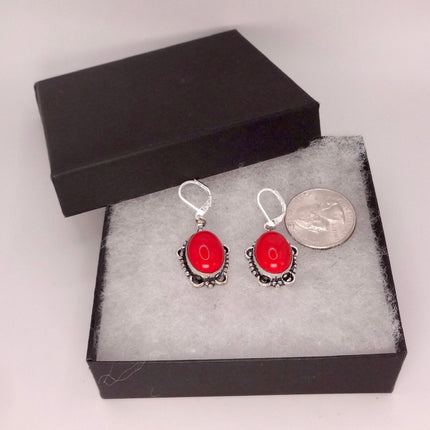 Vintage Red Carnelian Silver Earrings | 925 sterling Silver Lever Backs