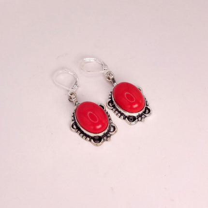 Vintage Red Carnelian Silver Earrings | 925 sterling Silver Lever Backs
