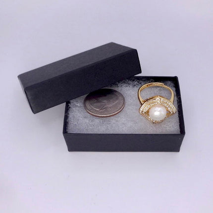 Vintage White Pearl Cocktail Ring Band Gold Filled