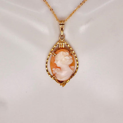 Vintage Cameo Pendant Necklace: Gold Filled Charm with Matching Chain