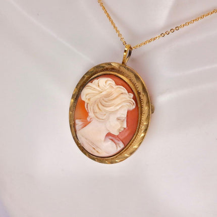 Vintage Cameo Pendant Necklace: Gold Filled Charm with Matching Chain