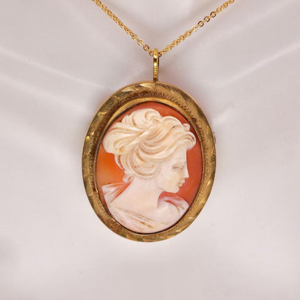 Vintage Cameo Pendant Necklace: Gold Filled Charm with Matching Chain