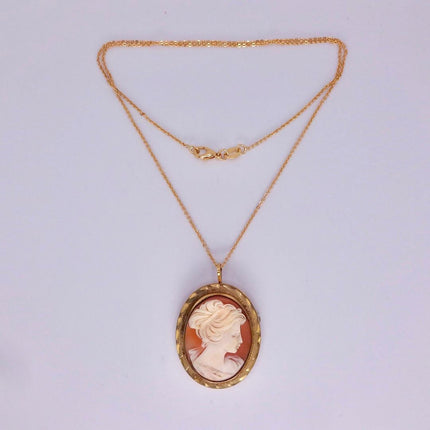 Vintage Cameo Pendant Necklace: Gold Filled Charm with Matching Chain