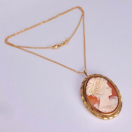 Vintage Cameo Pendant Necklace: Gold Filled Charm with Matching Chain