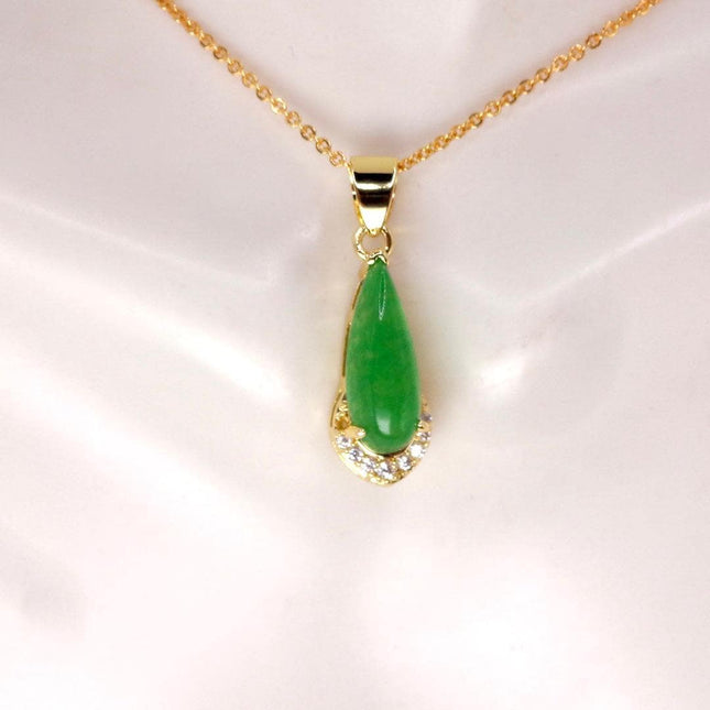 Vintage Jade Gold Filled Necklace - Lucky Every day Green Jade