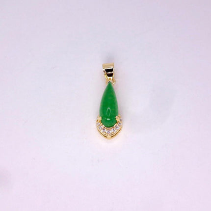 Vintage Jade Gold Filled Necklace - Lucky Every day Green Jade