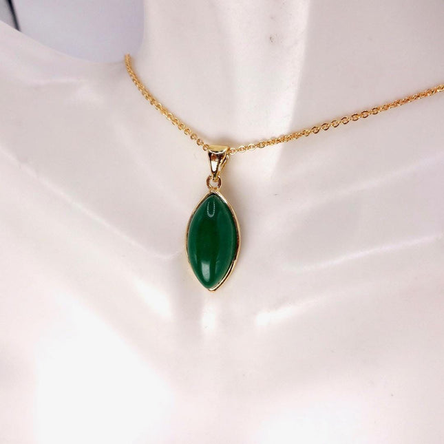 Vintage Jade Gold Filled Necklace - Lucky Every day Green Jade