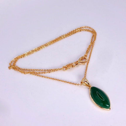 Vintage Jade Gold Filled Necklace - Lucky Every day Green Jade