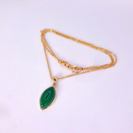 Vintage Jade Gold Filled Necklace - Lucky Every day Green Jade