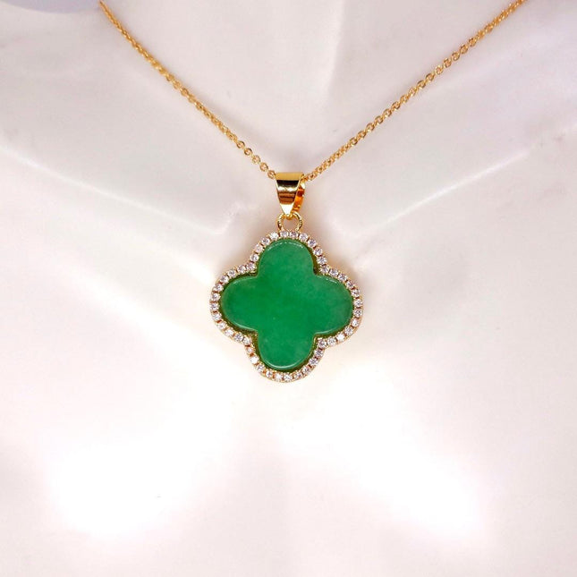 Vintage Jade Gold Filled Necklace - Lucky Every day Green Jade
