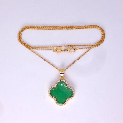 Vintage Jade Gold Filled Necklace - Lucky Every day Green Jade