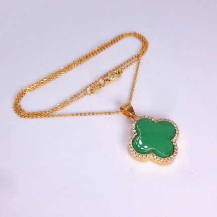 Vintage Jade Gold Filled Necklace - Lucky Every day Green Jade