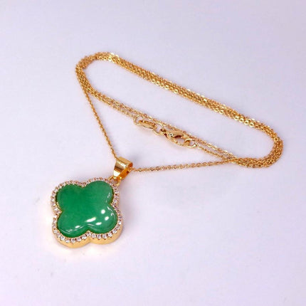 Vintage Jade Gold Filled Necklace - Lucky Every day Green Jade