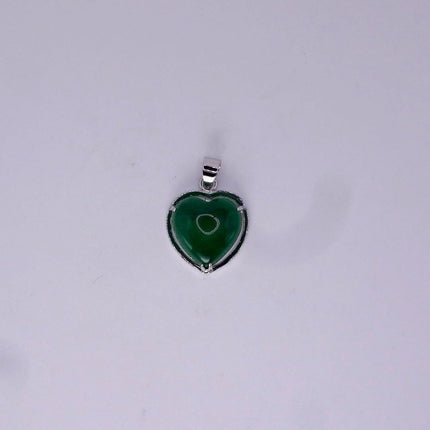 Vintage Green Jade Heart Shaped Choker 925 Sterling Silver Necklace