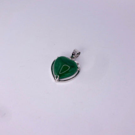 Vintage Green Jade Heart Shaped Choker 925 Sterling Silver Necklace