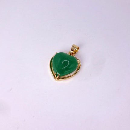Vintage Green Jade Heart Shaped Pendant Necklace Golden 925 Sterling Silver Chain