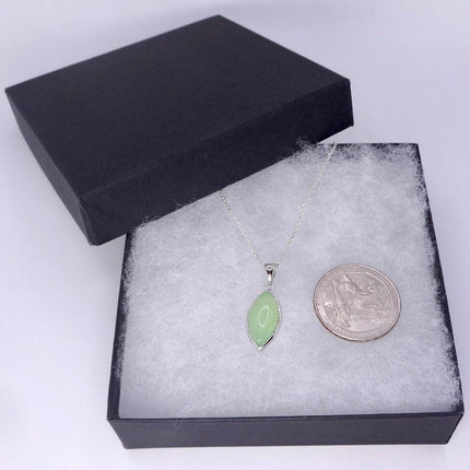 Vintage Green Jade white Gold GF Pendant Lucky Charm | 925 Sterling Silver chain Necklace