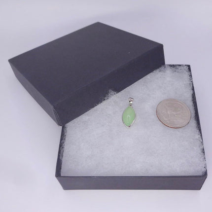 Vintage Green Jade white Gold GF Pendant Lucky Charm | 925 Sterling Silver chain Necklace