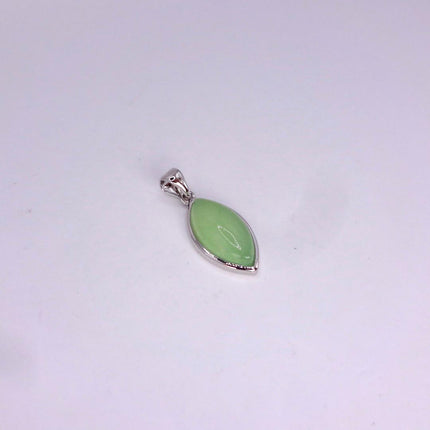 Vintage Green Jade white Gold GF Pendant Lucky Charm | 925 Sterling Silver chain Necklace