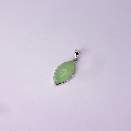 Vintage Green Jade white Gold GF Pendant Lucky Charm | 925 Sterling Silver chain Necklace