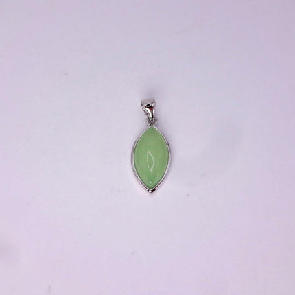 Vintage Green Jade white Gold GF Pendant Lucky Charm | 925 Sterling Silver chain Necklace