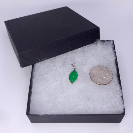 Vintage Green Jade white Gold GF Pendant Lucky Charm | 925 Sterling Silver chain Necklace