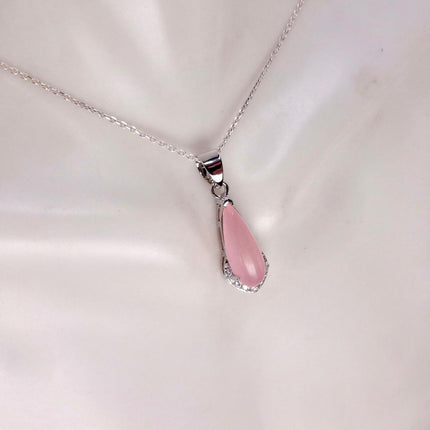 Vintage Pink Rose Quartz Boho Gold Filled Necklace