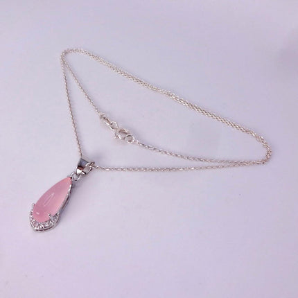 Vintage Pink Rose Quartz Boho Gold Filled Necklace