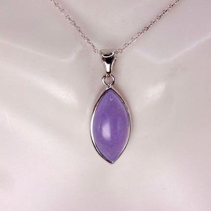 Lavender Jade Necklace: Vintage White Gold Filled Pendant 925 Sterling Silver