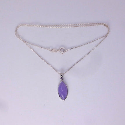 Lavender Jade Necklace: Vintage White Gold Filled Pendant 925 Sterling Silver