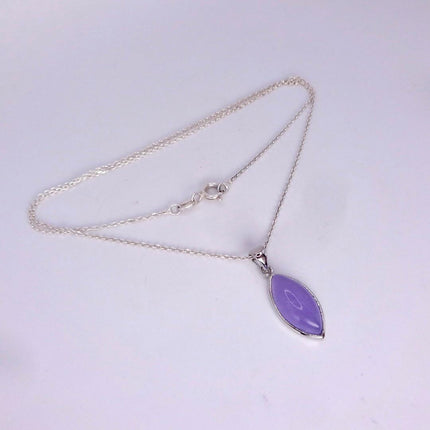 Lavender Jade Necklace: Vintage White Gold Filled Pendant 925 Sterling Silver