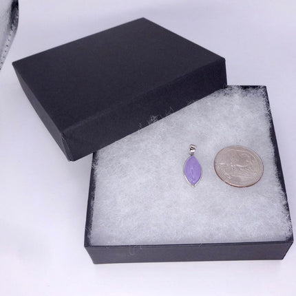 Lavender Jade Necklace: Vintage White Gold Filled Pendant 925 Sterling Silver