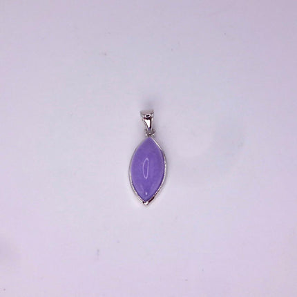 Lavender Jade Necklace: Vintage White Gold Filled Pendant 925 Sterling Silver